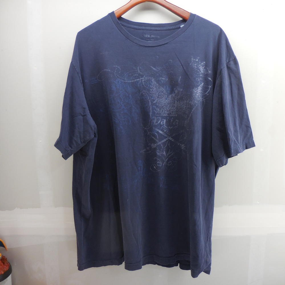 True Nation Mens XL Navy Blue Graphic T-Shirt Crest Wing Print Short Sleeve Tee